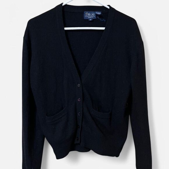 Vintage Mi Ki Black Angora & Lambswool Cardigan Sweater Size Medium - Picture 3 of 5